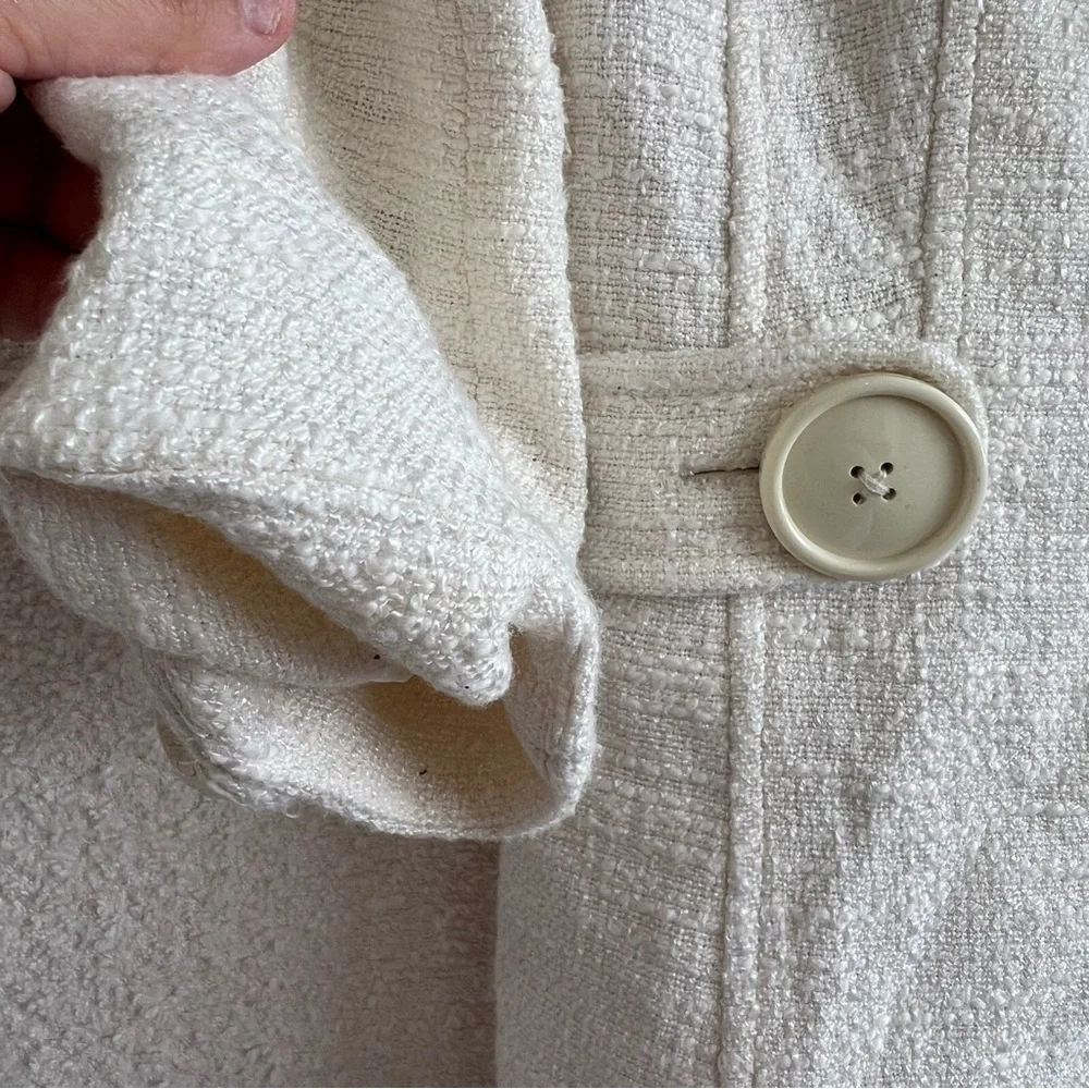 Tory Burch Women’s Cream White‎ Tweed Buttons Coat Blazer Size 2